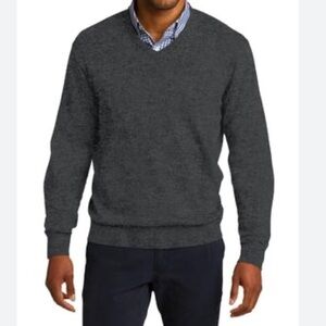 CALVIN KLEIN EXTRA FINE MERINO WOOL Gray Men’s Size L V-Neck Long Sleeve Luxury